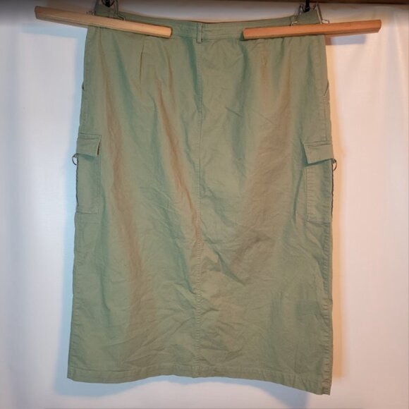Sage Green Casual Cotton Canvas Cargo Skirt - Picture 9 of 13
